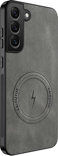 Stoßfeste Leder-Handyhülle mit Magnetfunktion und Silikonstoßstange für Samsung Galaxy S25 Plus, S24, S23, S22, S21 FE, S24 Ultra, S24 FE in Grau - Bild 1