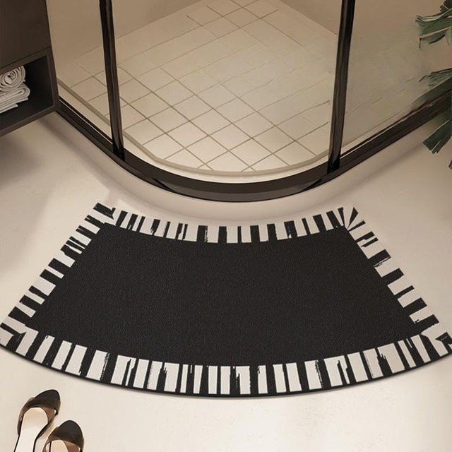 Yiran Furniture Badezimmer Fußmatte aus Kieselgur, halbkreisförmig, schwarz, B/T: 75 x 40 cm - Bild 1