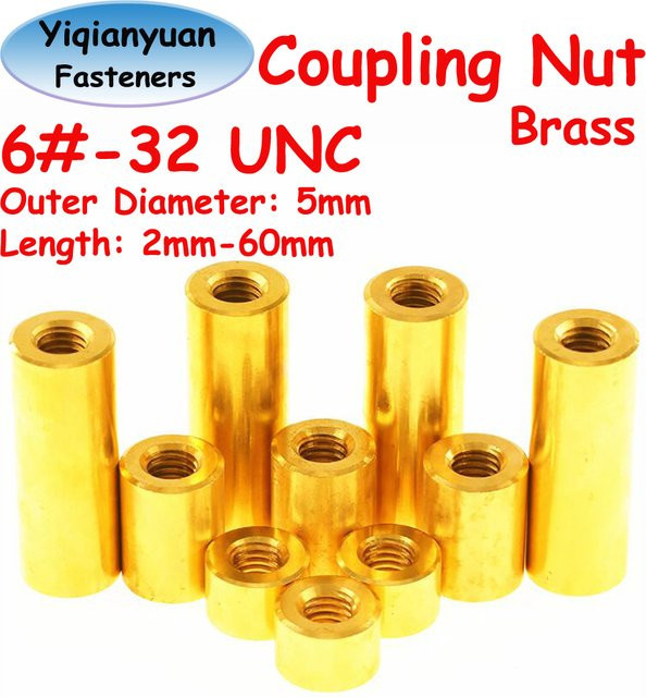 Yiqianyuan Messing-Abstandshalter mit # -32 UNC Gewinde, verlängerte Kupplungsmuttern aus Kupfer für Leiterplatten, Farbe: Gold/Messing - Bild 1