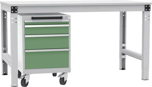 Manuflex BASETEC Schubfachschrank TP1143.6011 mobil aus Stahl mit 4 abschließbaren Schubfächern in Resedagrün RAL 6011 - Bild 1