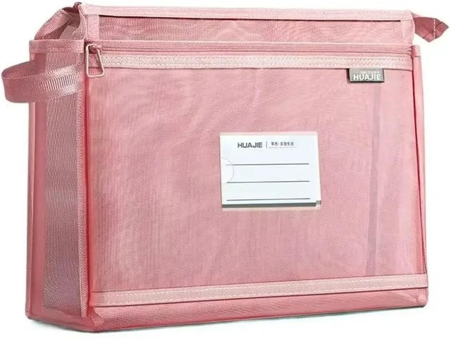 CICI Global Home Doppellagige A4 Aufbewahrungstasche mit Reißverschluss und Netzeinsatz in Rosa - Bild 1