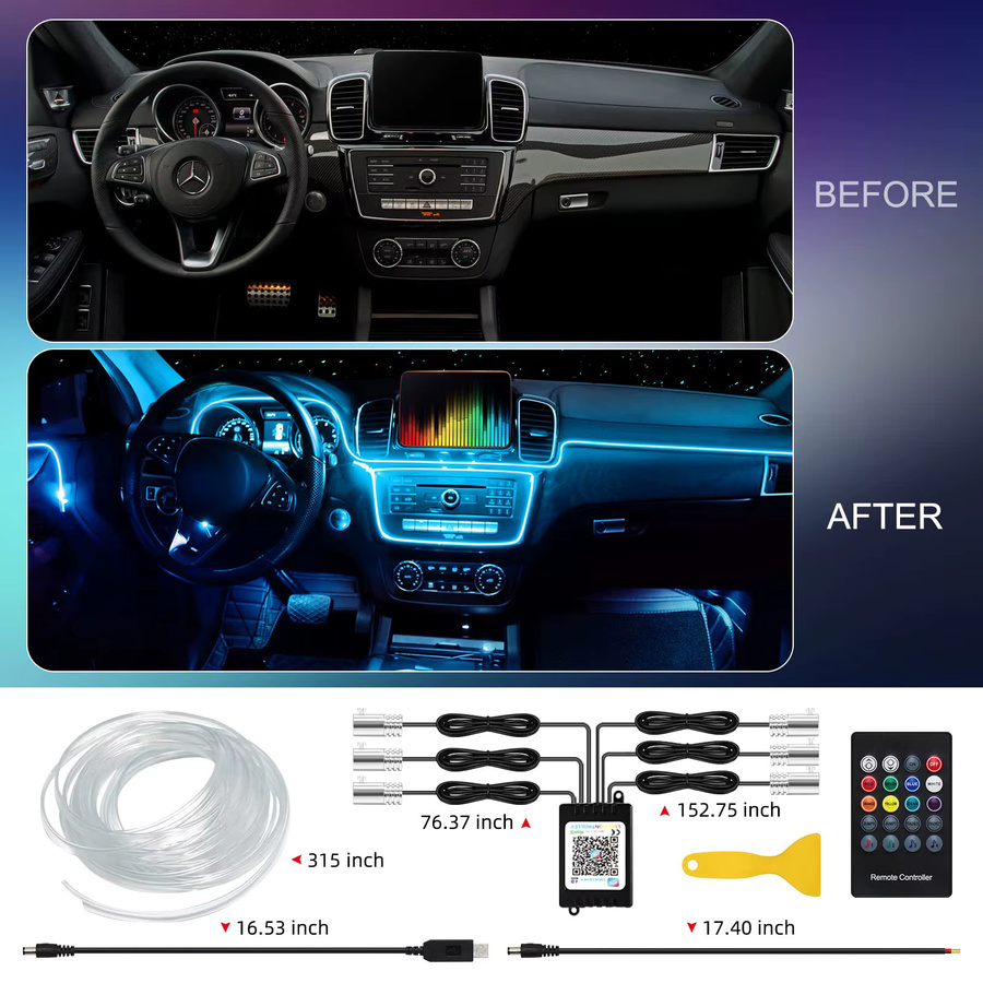 KIEND RGB LED Auto Innenraum Umgebungsbeleuchtung mit App-Steuerung und Fernbedienung, Neon Flex Atmosphäre Kit in Multicolour - Bild 3