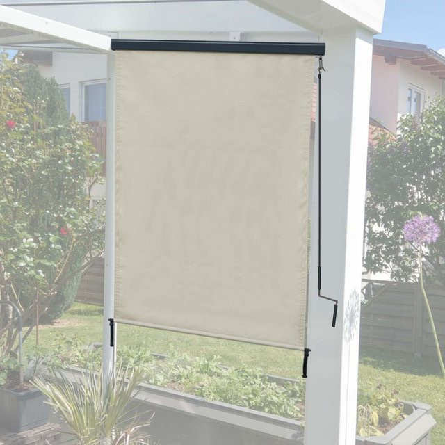 MCW Vertikalmarkise F42 Senkrechtmarkise Sichtschutz Außenrollo in Beige, B: 100 cm, H: 250 cm - Bild 1