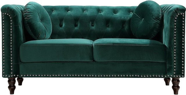 Vente-unique Sofa Turner in Smaragdgrün mit Samtbezug, Breite: 163 cm - Bild 1
