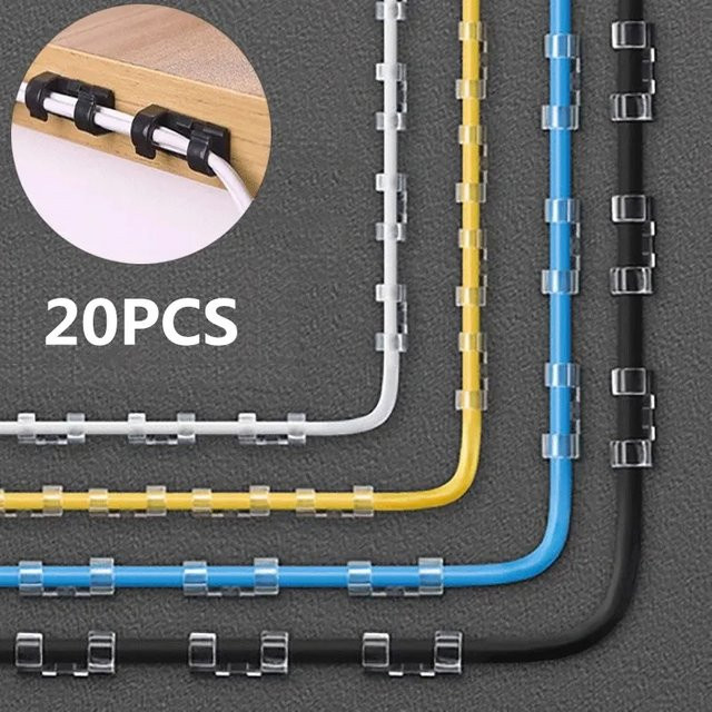 Selbstklebende USB Kabel Organizer Clips in Schwarz für Kabel Management am Desktop und an der Wand - Bild 1