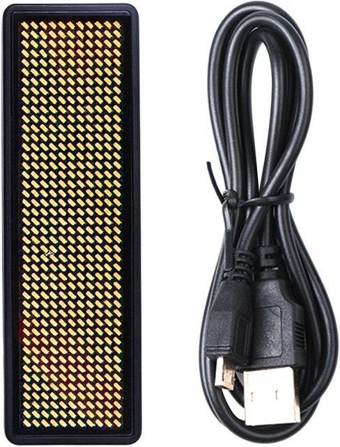 Programmierbares digitales LED-Namensschild von FEIJIEAST mit scrollender Nachrichtensanzeige, wiederaufladbar via USB-C, Farbe Gelb-Schwarz - Bild 1