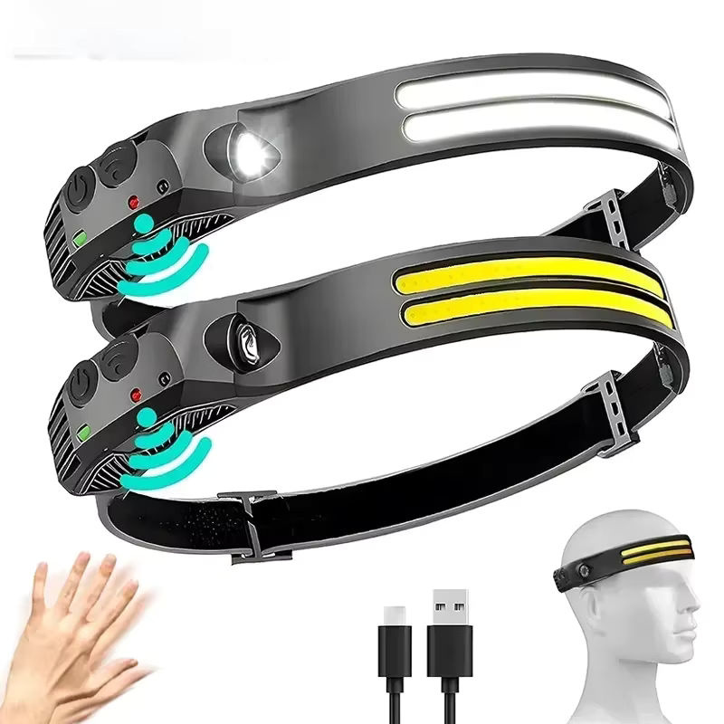 USB wiederaufladbare LED-Sensor-Stirnlampe mit XPE und COB-Scheinwerfer, wasserdichte Arbeitslampe für Camping und Angeln - Bild 6
