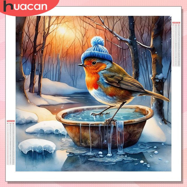 HUACAN Diamant-Malerei-Set Vogel-Tier-Mosaik mit Sonnenuntergang in Multicolour, B/H: 20 x 20 cm - Bild 1