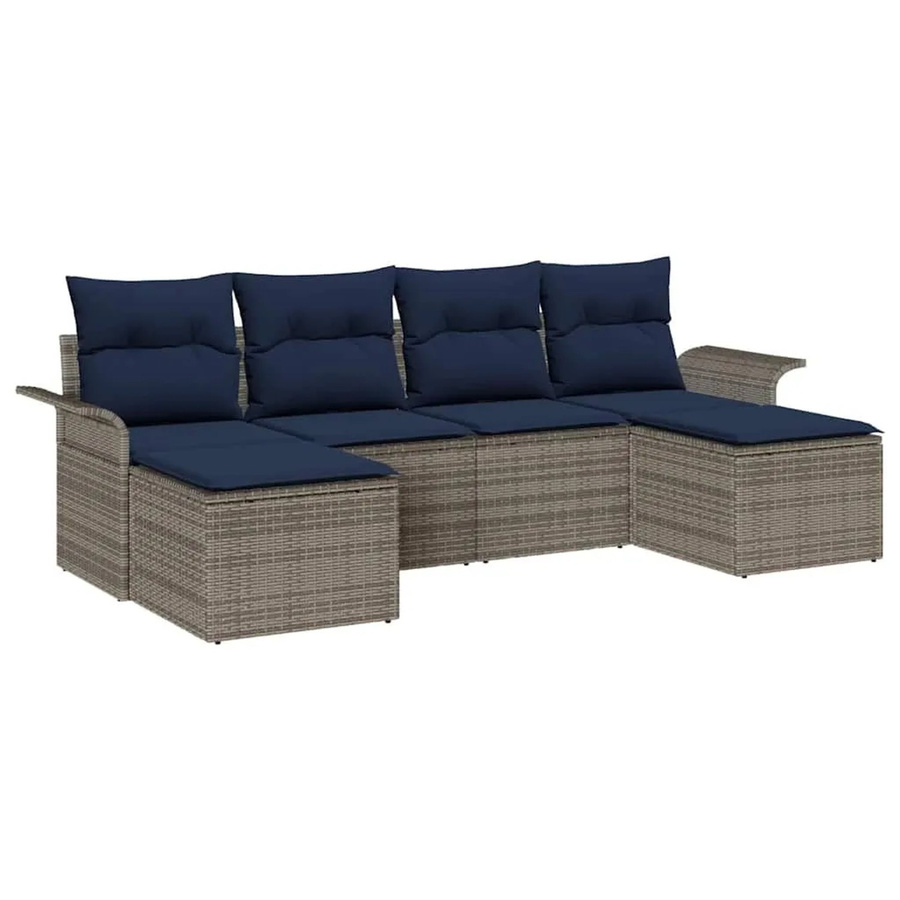 vidaXL Gartensofa-Set aus Polyrattan in L-Form mit Kissen und integriertem Stauraum, Grau - Bild 2