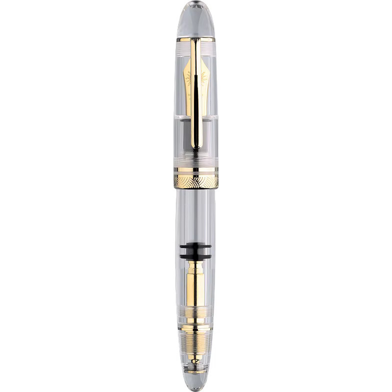 MAJOHN P140 Demonstrationsstift Nr. 8, transparenter Füllfederhalter mit 40 Stiftspitzen, Hartgummi-Stiftzunge und Kupferkolben zur Tintenabsorption - Bild 4