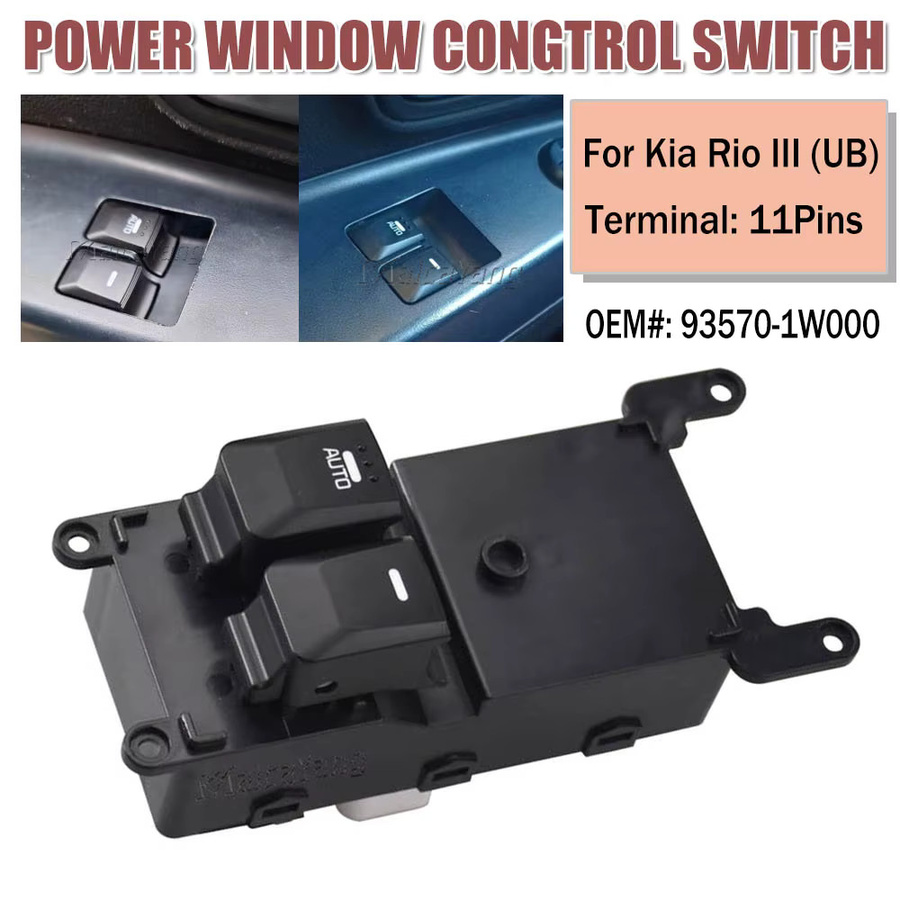 Malcayang Elektrischer Fensterheberschalter Schwarz für Kia Rio III (UB) 2012, Teilenummer 93570-1W000 - Bild 4