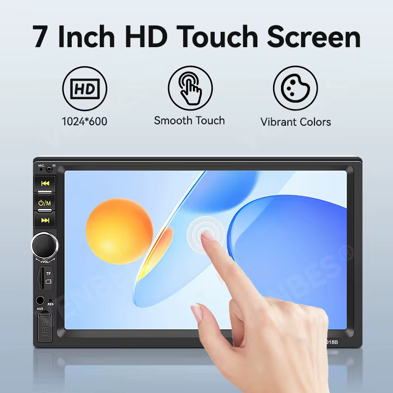 VENBES 1 Din Autoradio mit 7 Zoll Display, CarPlay, Android Auto, Mirror Link, Bluetooth 5.0, USB und wasserdichter Rückfahrkamera in Schwarz - Bild 6