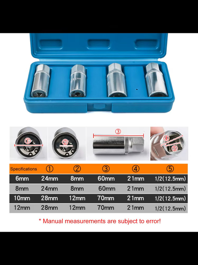 Geevorks 4-teiliges Bolzenausdreher-Set in Silber zum Entfernen gebrochener Bolzen mit 12,5 mm Vierkantantrieb - Bild 6