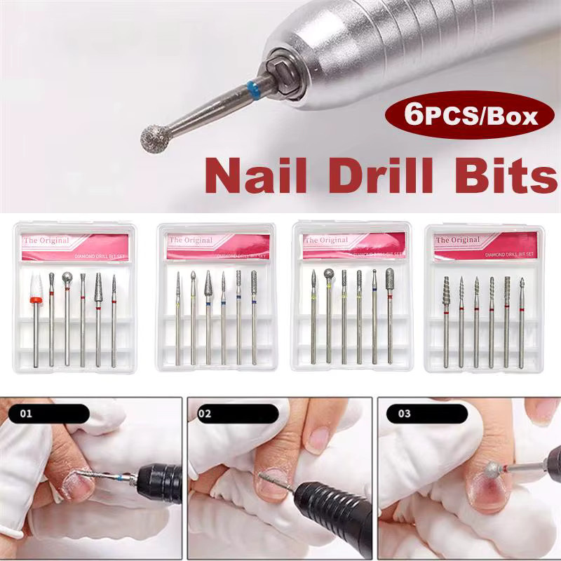 HNKMP Nagel Bohrer Bits, 6er Set, Diamant Kegel Spitze, für Hände und Füße - Bild 2