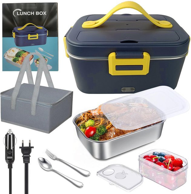 TOMTOP JMS Elektrische Lunchbox mit abnehmbarem Edelstahlbehälter, 1,8 l, 75 W, Dual-Use für Auto und Zuhause, Violett - Bild 1