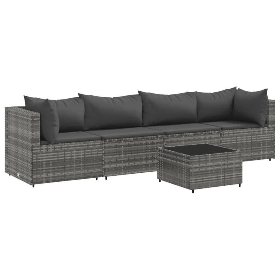 vidaXL 5-tlg Garten-Lounge-Set Modell 55 in Anthrazit mit Kissen aus PE-Rattan und pulverbeschichtetem Stahl - Bild 2
