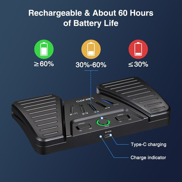 Lekato Pro Bluetooth Fußschalter Wireless Page Turner Pedal für iPad und Android Tablets in Schwarz - Bild 1