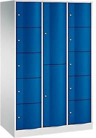 C+P Kombi-Schließfachschrank Resisto mit 3 Abteilen und 12 Fächern, Lichtgrau/Enzianblau, B/T/H: 114,8 x 64,0 x 195,0 cm - Bild 1