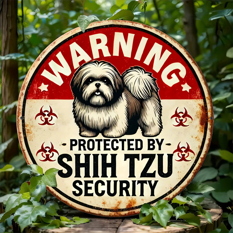 Potdemiel Vintage Shih Tzu Sicherheitswarnschild aus Metall in Mehrfarbig, Durchmesser: 20 cm - Bild 3