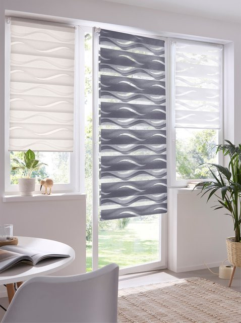 Doppelrollo Heine Home Day & Night in Weiß aus 100% Polyester mit Kettenzug und Klemmfix-Halterung, Breite: 150 cm - Bild 1