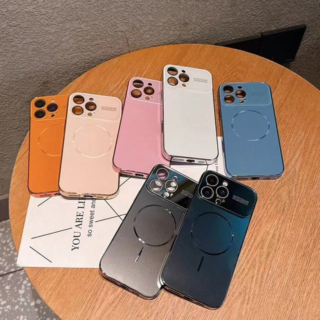 Luxuriöse galvanisierte Handyhülle mit großem Fenster und All-Inclusive-Schutz für kabelloses Laden, passend für iPhone 17 Pro Max, iPhone 16, iPhone 15 und iPhone 14, Farbe: Schwarz - Bild 1