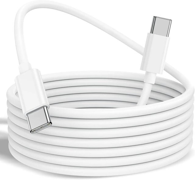USB-C zu Typ-C Schnellladekabel 60W in Weiß für iPhone 15/16/17 Serie, iPad, Huawei und Xiaomi Datenkabel - Bild 1
