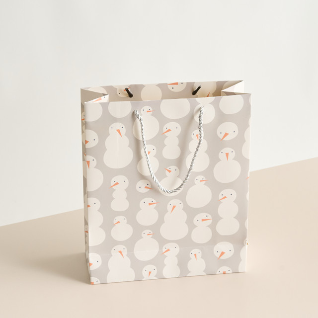 BLUME2000 Papiertasche Schneemann Grau Weiß Winterlich Größe M - Bild 1