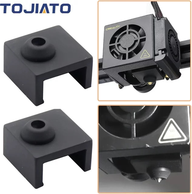 Tojiato Silikon-Sockelhülle für 3D-Drucker Hotend Heizblock in Schwarz, passend für Ender 3, Ender 3 V2, Ender 5 Pro, CR-10, MK7 und MK8 - Bild 1