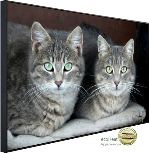 papermoon EcoHeat Infrarotheizung Grüne Augen Katzen bunt mit App-Steuerung und Überhitzungsschutz - Bild 1