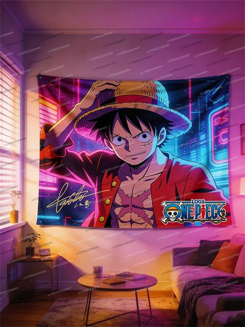 Bandai 3D-Effekt Wandteppich One Piece Luffy Anime Piratenflaggen Motiv Hängende Dekoration Multicolour - Bild 1
