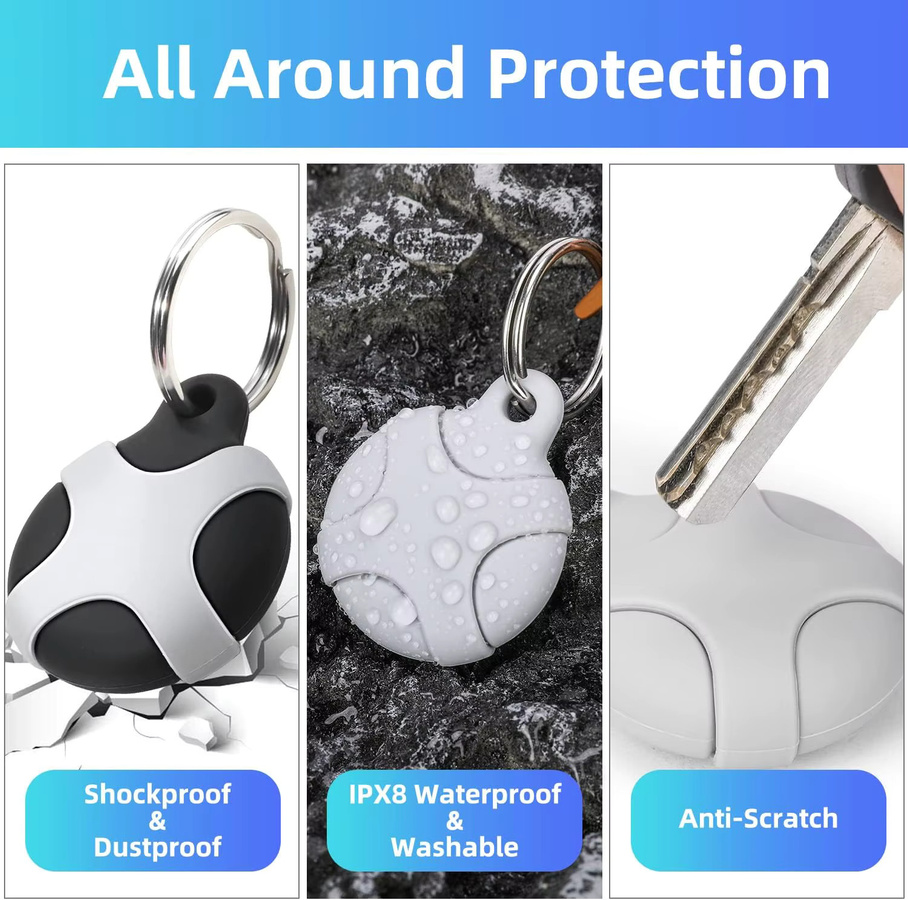 Apple AirTag Halter mit Schlüsselanhänger in Gelb – Schützende Silikonhülle für Schlüssel, Geldbörsen und Rucksäcke - Bild 3