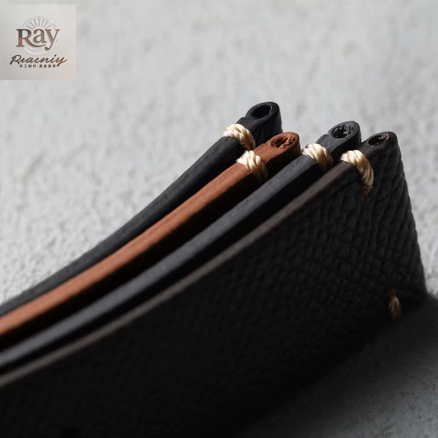 Raystray Uhrenarmband Leder, Palmenmuster, Schwarz, Vintage - Bild 2