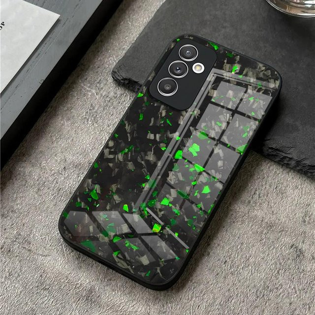 Echte geschmiedete Kohlefaser Handyhülle mit Glasabdeckung für Samsung Galaxy S25 Ultra S24 S23 S22 S21 S20 Plus A54 A34 A53 A16 in Schwarz - Bild 1