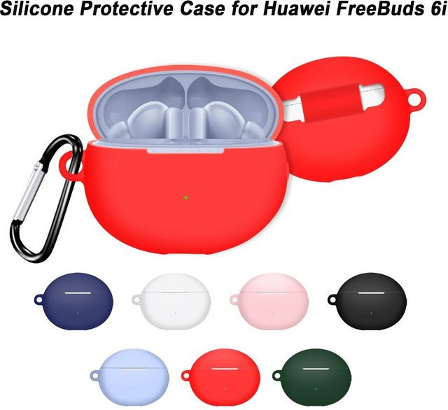 Stoßfeste Silikon Schutzhülle mit Haken für Huawei Freebuds 6i in Blau - Bild 1