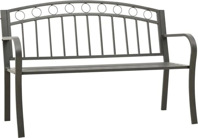 furnicato Gartenbank aus pulverbeschichtetem Stahl in Grau, B/T/H: 120 x 40 x 81 cm - Bild 1