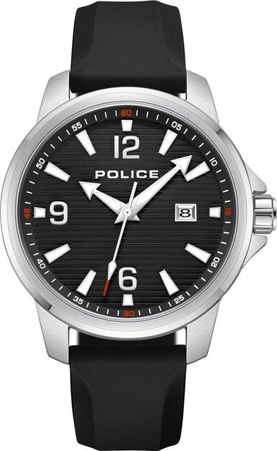 Police Herrenuhr Mensor, Quarz, Edelstahl, 44 mm, Silikon, Schwarz, 5 ATM - Bild 1