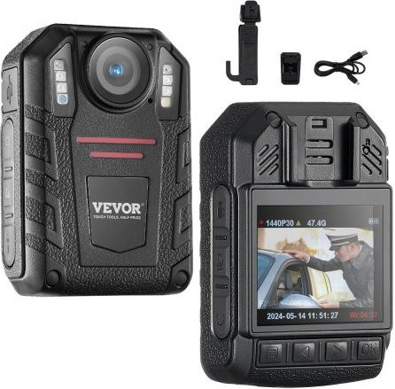 VEVOR Bodycam 1440P HD Action Camera mit 64GB Speicher, Infrarot-Nachtsicht und 2,0 Zoll LCD Display in Schwarz - Bild 1