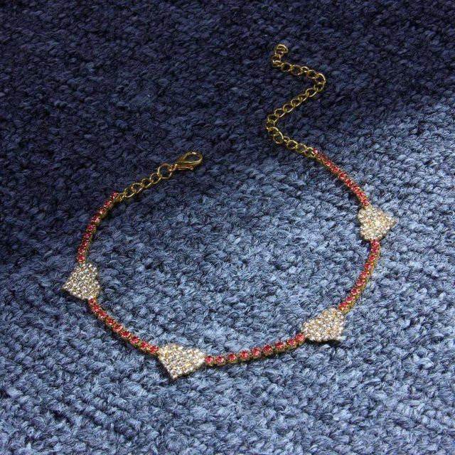 Global Finds Fußkettchen, Strass-Herz, Kristall, Damen, Platin, Gold - Bild 1