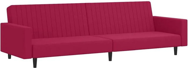 vidaXL Schlafsofa 2-Sitzer Click-Clack aus Samt in Weinrot mit Holzrahmen und Armlehnen