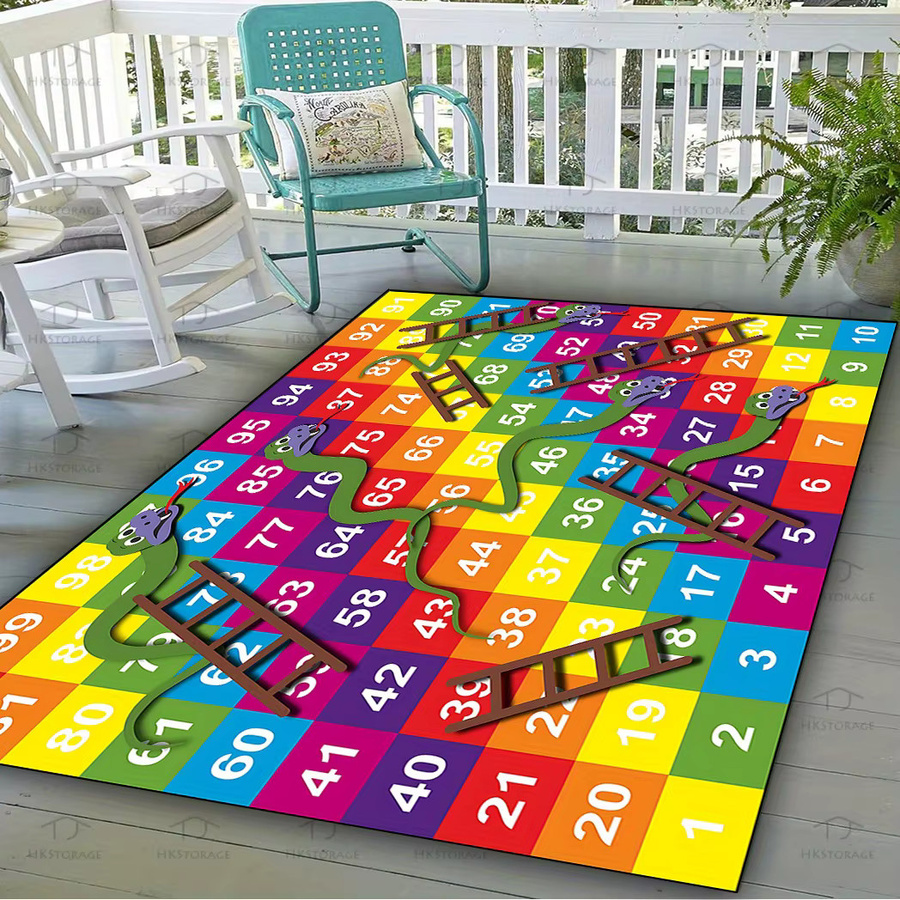 VIKAMA Schlangenleiter Spielmatte als dekorative Fußmatte und Teppich für Wohnzimmer, Küche oder Eingangsbereich, Mehrfarbig, B/T: 60 x 40 cm - Bild 2