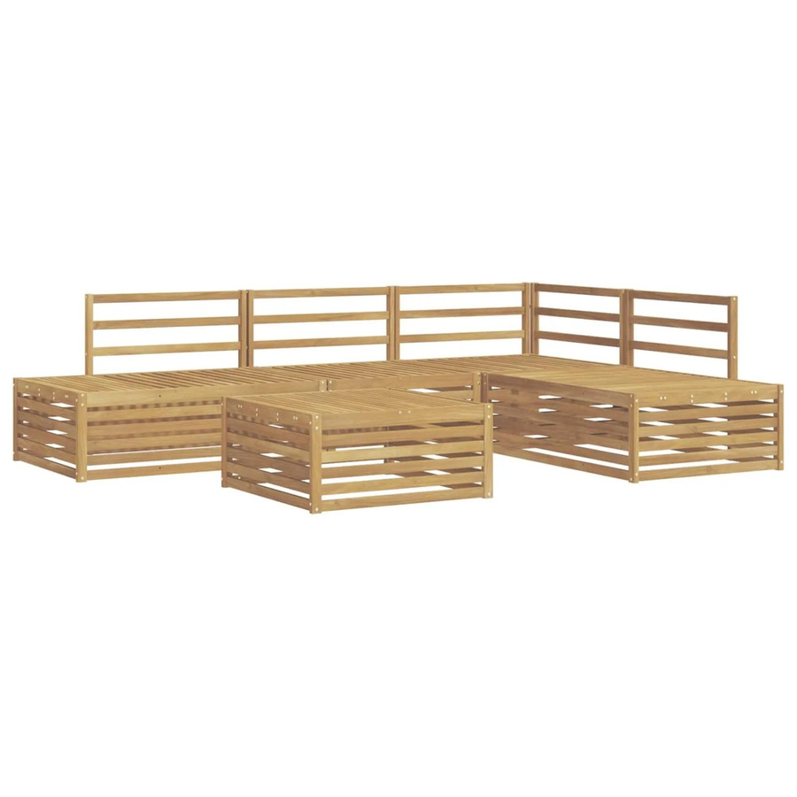 vidaXL Outdoor-Sofagarnitur aus Akazienholz, 6-teiliges Set, Weiß, Modernes Design mit Armlehnen - Bild 2