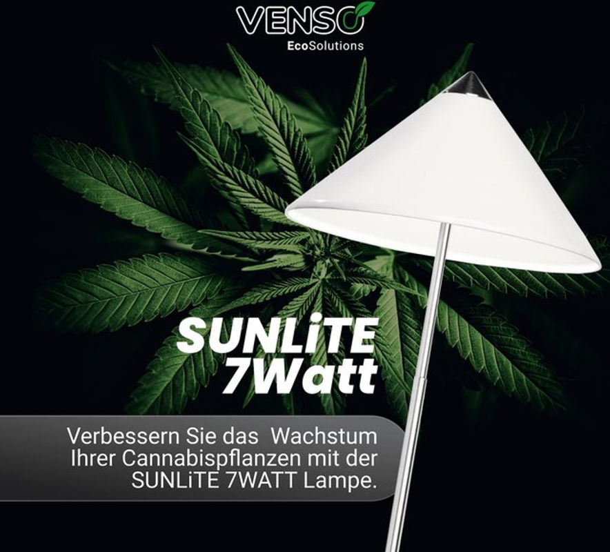 Venso Parus Sunlite LED-Pflanzenlampe für Topfpflanzen, 7 W, Weiß, Aluminium - Bild 2