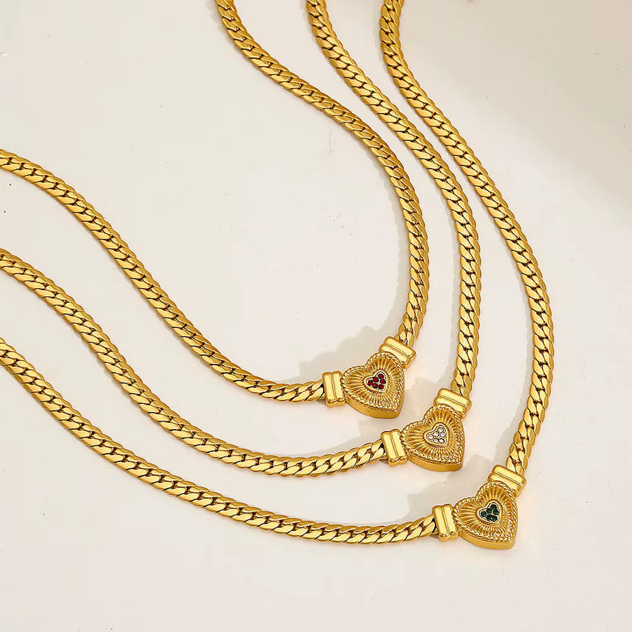 MECYLIFE Halskette Edelstahl, Gold, Zirkonia, Herz - Bild 2