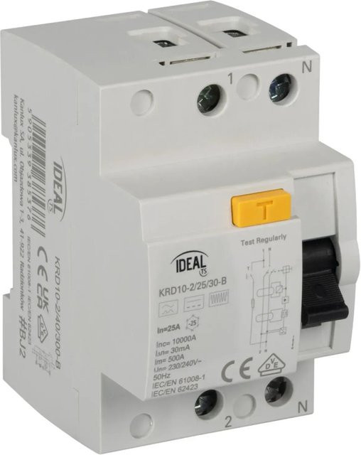 Kanlux Fehlerstromschutzschalter FI-Schalter RCD Typ B KRD10-2/25/300-B 2P - Bild 1