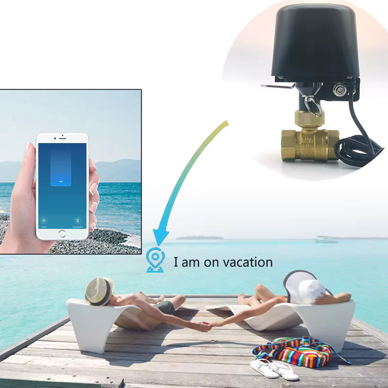 Smartes Wasserventil Tuya Zigbee oder Wifi Absperrkugelhahn mit Timer in Schwarz für Garten und Smart Home, kompatibel mit Alexa und Google Assistant, Anschluss 15 mm - Bild 4
