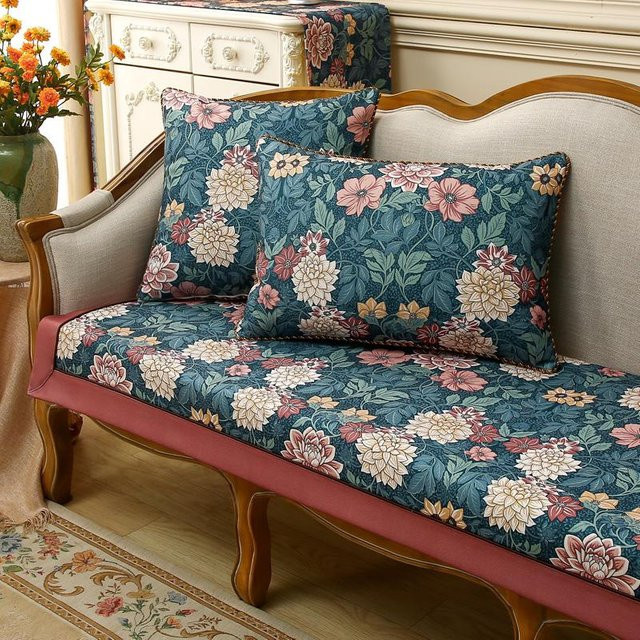 BC-Warm Home Retro Sofabezug mit floralem Muster, rutschfest und waschbar, B/B: 160 x 90 cm, Mehrfarbig - Bild 1