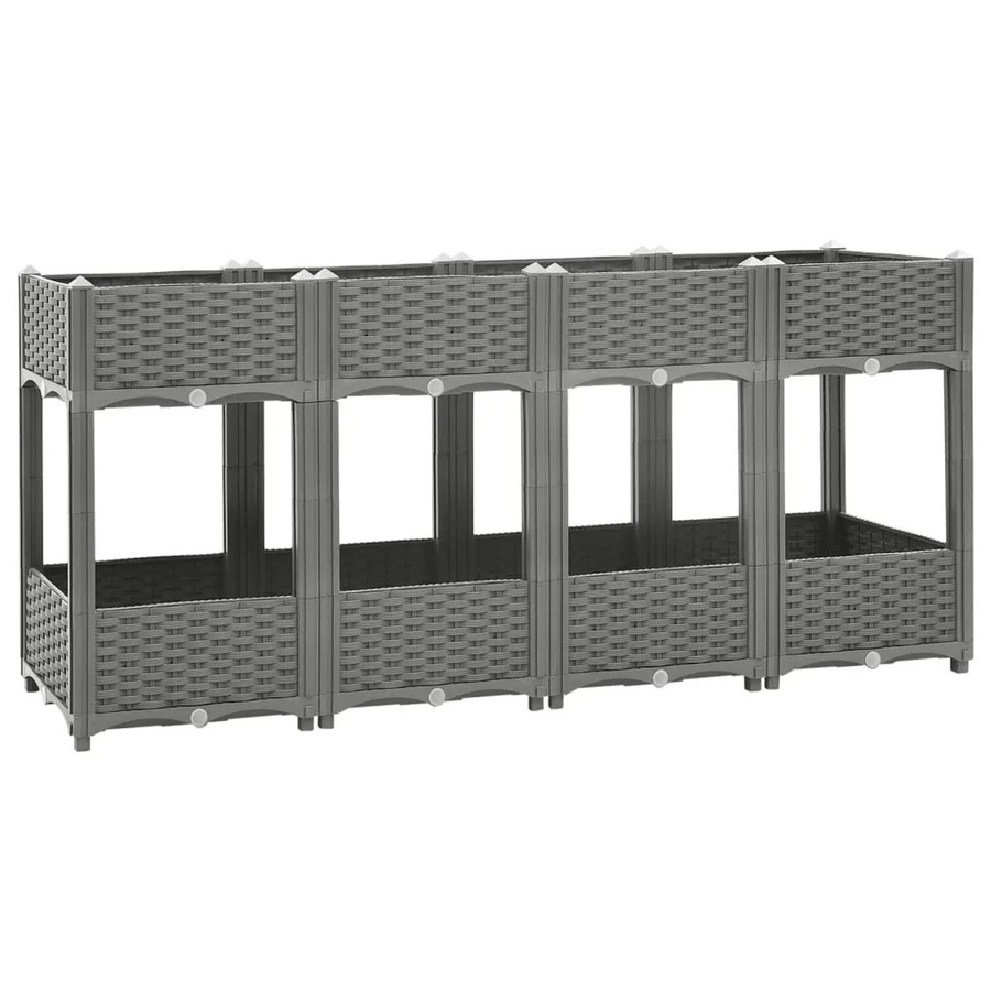 furnicato Hochbeet in Rattan-Optik aus Polypropylen, Farbe: Grau, B/T/H: 160 x 40 x 71 cm - Bild 2