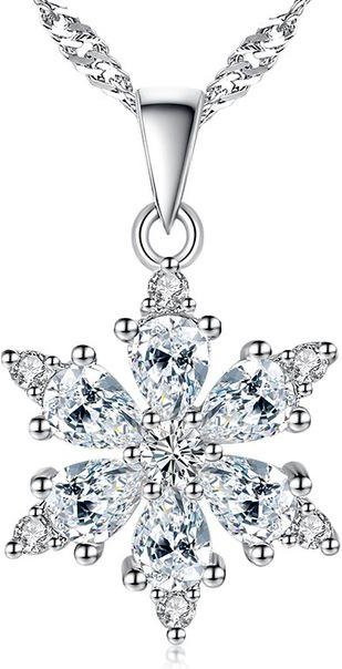 Allbestart Halskette 925 Silber, Schneeflocke Anhänger, Damen, 45 cm - Bild 1