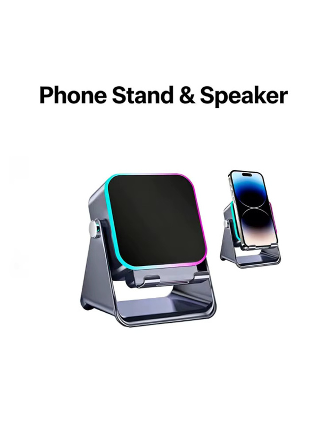 VIKEFON 5-in-1 Tragbarer Bluetooth 5.3 Lautsprecher mit RGB-Licht, Wireless-Induktion und Telefonhalter in Schwarz/Mehrfarbig - Bild 6
