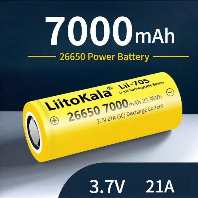 Koonenda 26650 Lithium-Ionen-Akku, 7000 mAh, 3,7 V, Gelb - Bild 1